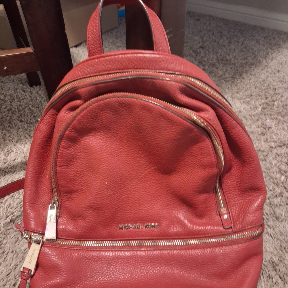 Michael Kors Cherry Red Leather Backpack